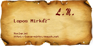 Lopos Mirkó névjegykártya
